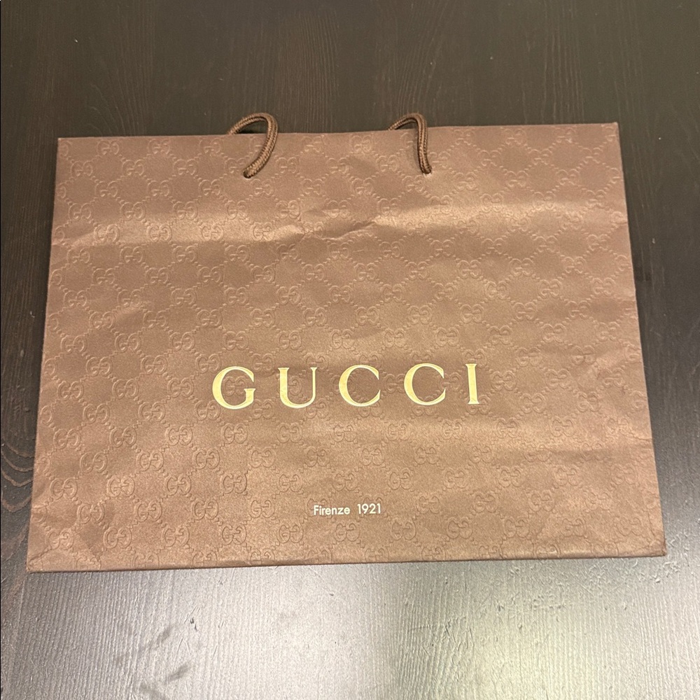 Gucci Chocolate Brown Embossed Logo Bag